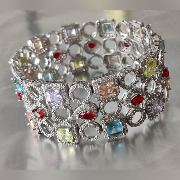 Dazzling Sterling Silver 925 Gemstones Bracelet - Picture 3 of 16